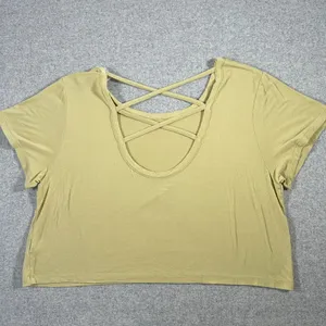NEW American Eagle Womens XL Top Shirt Athletic Green Stretch Lightweight‎ Cross thumbnail 4