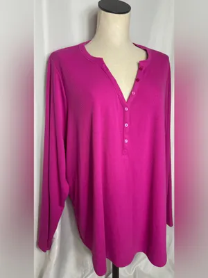Vigilo Women's Fuchsia casual ribbed Long-Sleeve Top 2x NWT thumbnail 2
