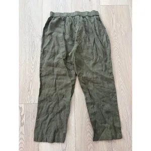 Quince European Linen Pants Large Wide Leg Elastic Waist Bayberry Olive thumbnail 3