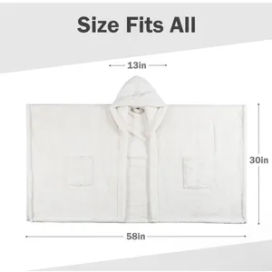 Catalonia Sherpa Fleece Hooded‎ Poncho Wrap Cream White Wearable Blanket Pockets thumbnail 6