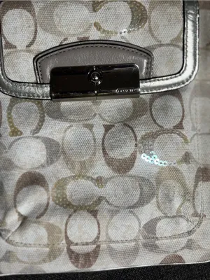 Coach Kristin Swing Bag Crossbody Sequin Signature white Brown thumbnail 2