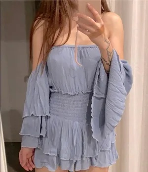 Planet Blue Blue Life Strapless Party Romper thumbnail 4