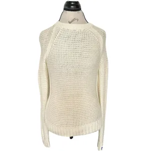 Banana Republic Sweater Wool Blend Small Ivory Knit Pullover Ribbed Waffle Fall thumbnail 2