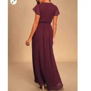Lulu’s Lost in the Moment Maxi Gown Burgundy Bridesmaid Dress Size Small NWT thumbnail 4