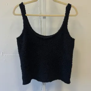 SKIMS Cozy‎ Knit Teddy Sherpa Tank Onyx Black Scoop Neck Lounge Top 2X/3X thumbnail 2
