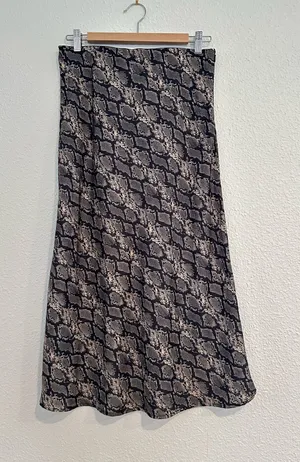 urban outfitters tan black snakeskin print midi skirt thumbnail 1