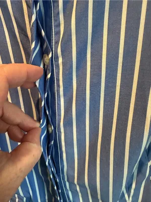 Free Assembly Blue Stripe Pleated Cotton Midi Shirtdress Long Sleeves Sz 12-14 thumbnail 4