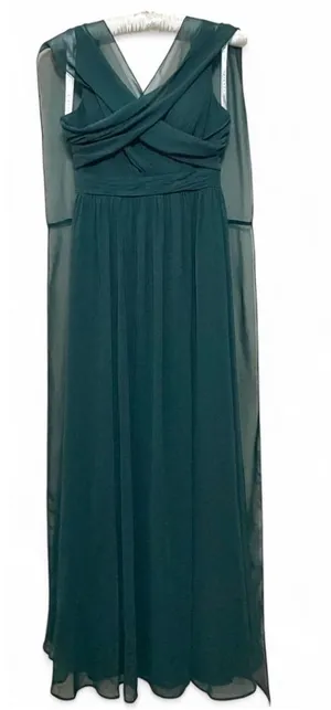 AZAZIE Womens Forest Green Vneck Chiffon Convertible Bridesmaids Dress Size A6 thumbnail 1