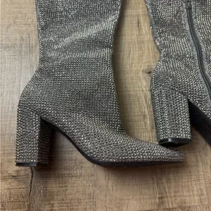 Gianni Bini Woman’s 7 Queen-Bee Size 6M 6 Silver Rhinestone‎ Over-the-Knee Boots thumbnail 3