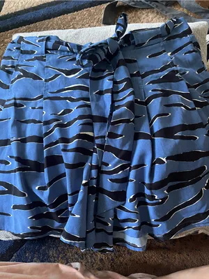 Blue Zebra-Print Tie-Waist Skort for Women thumbnail 1