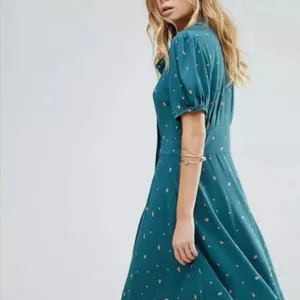 Free People Abbie Tie Reversible Green Peach Polka Dot Sheath Dress Womens 8 thumbnail 13