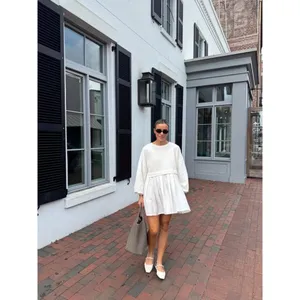 FREE PEOPLE Eleanor Sweatshirt Dress in Grey Combo Size Large thumbnail 2