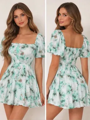 🌸Nwt Sky To Moon Green Floral Mini Dress Size Small🌸 thumbnail 2
