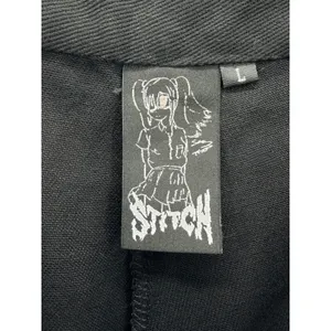 Y2K Graphic Cargo Pants Black Anime Skull Streetwear Alt Utility Rave Stitch L thumbnail 5