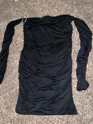 Black off the shoulder mini dress thumbnail 2
