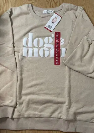 New Women’s State of Mind Dog Mom Sweatshirt Tan Oatmeal size XXL thumbnail 1