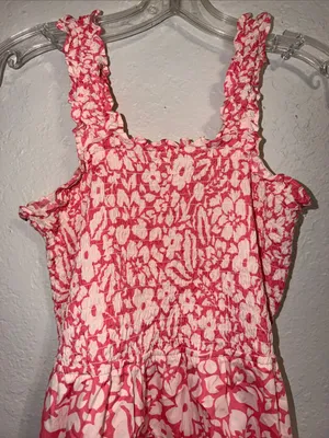 pink and white floral smocked sundress from the boutique brand Versona thumbnail 2