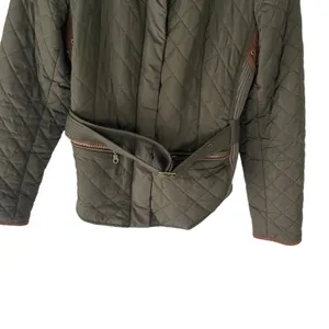 Johnston & Murphy Women's Size Large Army Green Quilted Belted‎ Coat thumbnail 3