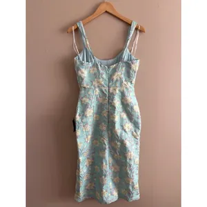 Lulus Immaculate Chicness Mint Blue Floral Brocade Midi Dress Size Small NWT thumbnail 5