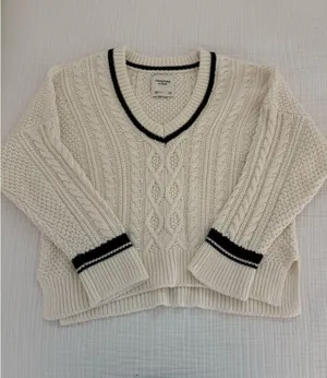 Abercrombie Sweater Knit Cable Cream thumbnail 1