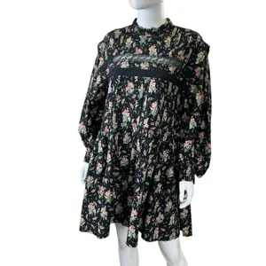 Pilcro Anthropologie NWT Large Long‎ Sleeve Mock Neck Swing Mini Dress Floral thumbnail 4
