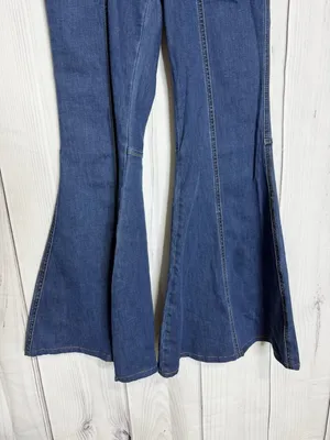 We The Free People Blue Jeans Sz 27x29 Flare Leg Bell Bottom Side Zip High Rise thumbnail 3