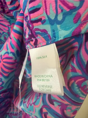 Lilly Pulitzer Silk Elsa Top Shelleidoscope Print Turquoise Oasis thumbnail 9