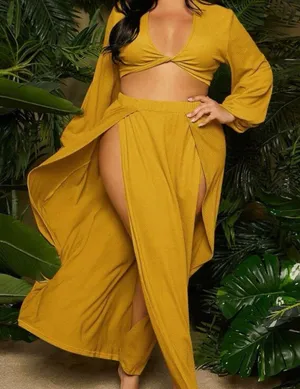 2 Piece Skirt Set Yellow Size 3X thumbnail 1