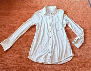 Lola River Women Shirt M White Button Down Long Sleeve Cotton Casual thumbnail 1