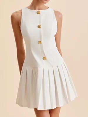 Commense Metal-Button Pleated Tank Dress size M thumbnail 1