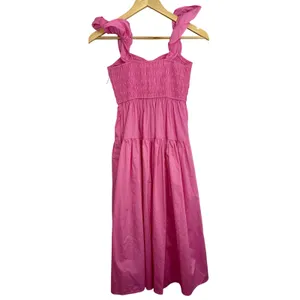 Abercrombie & Fitch Pink Ruffle Sleeveless Smocked Tiered Maxi Dress Womens Sz S thumbnail 2
