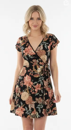 Xhilaration xsmall Flirty floral wrap style dress thumbnail 1