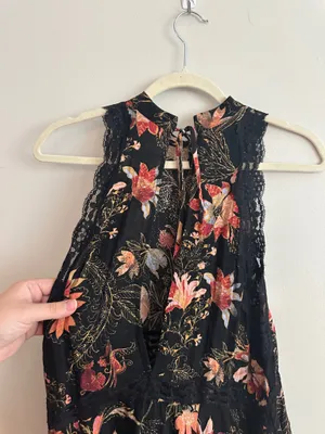 Free People She Moves Slip Dress Black Floral Lace thumbnail 10