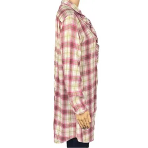 RALPH LAUREN BLUE LABEL Plaid Ruffle Front Cotton Shirt Dress/Tunic Medium thumbnail 3