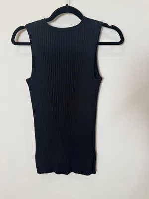 M.M. LaFleur Black Ribbed Knit Sleeveless Top Size XS thumbnail 5