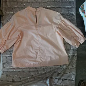 Bleuh Ciel Peach V-Neck Chocker Blouse M Balloon Sleeve Fairycore Whimsygoth thumbnail 6