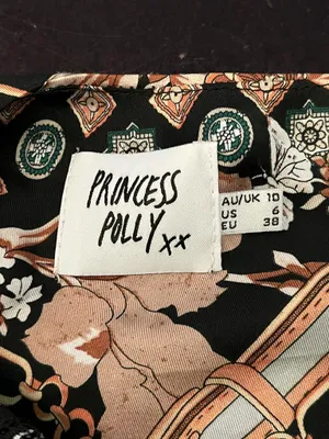 Princess Polly Dress Womens 6 Black Floral Chain Square Neck Slip Mini Party thumbnail 8
