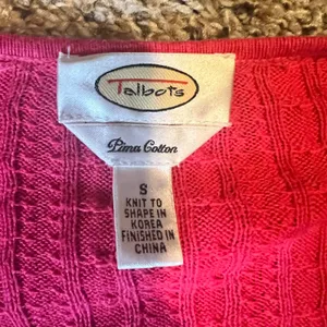 Talbots Pink‎ Cable Knit V Neck Sweater Women's Size Small Pima Cotton thumbnail 2