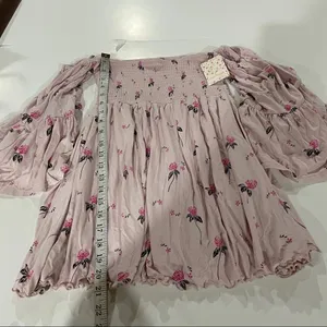Free People Lana Off The Shoulder Floral Top in Cloud Berry Combo‎ Size S thumbnail 11