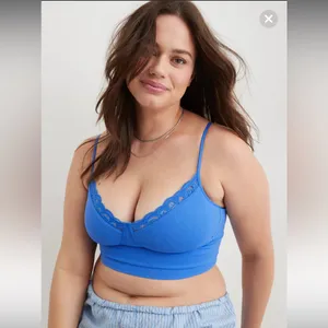 Aerie Blue Superchill Seamless Lace Trim Corset Tank Top Bralette - size XL thumbnail 4