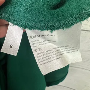 Reformation Womens size 8 Gavin Mini High Slit Flutter Sleeve Dress Green Flaws thumbnail 10