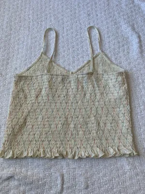 American Eagle Ivory and Multicolored Tank Crop Top Size M Like New thumbnail 2