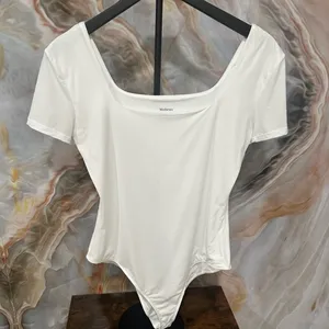 $39 NWOT Mobeso Women's Square Neck Short Sleeve Double-Lined BodySuit L thumbnail 5