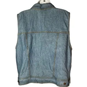 Vintage Saint Germain Paris Flower Print Denim Vest Size Large‎ thumbnail 6