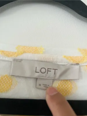 Loft Yellow Polka Dot Peplum Blouse Medium Brunch Spring Feminine Office Career thumbnail 2