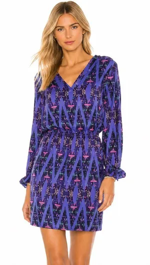 Amanda Uprichard Silk Neon Aztec Print Dress Purple Size XS thumbnail 1