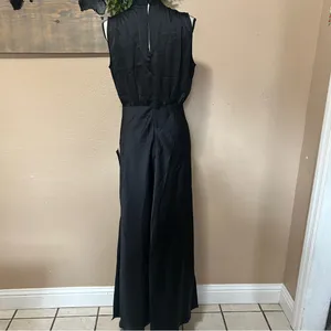 Lulus Classic Elegance Black Satin Sleeveless Mock Neck Maxi Dress thumbnail 6
