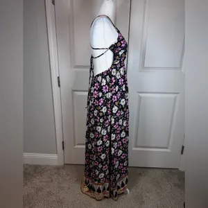 Lulus Floral Maxi Dress Open Back Boho Resort Vacation Wedding Guest NWT M thumbnail 3