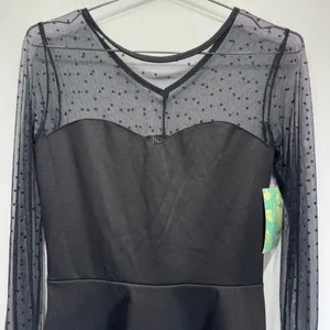 Black Sheer Polka Dot Lace Peplum Top Sweetheart Bodice Rock Steady Whimsigoth thumbnail 3