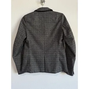 Abercrombie & Fitch Womens 0 Windowpane Single Button Blazer Gray‎ Plaid Stretch thumbnail 2